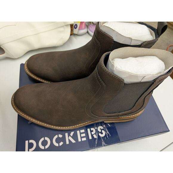 Dockers Men’s Chelsea Boots Brown Casual Comfort Slip On Ankle Boots New main image 4